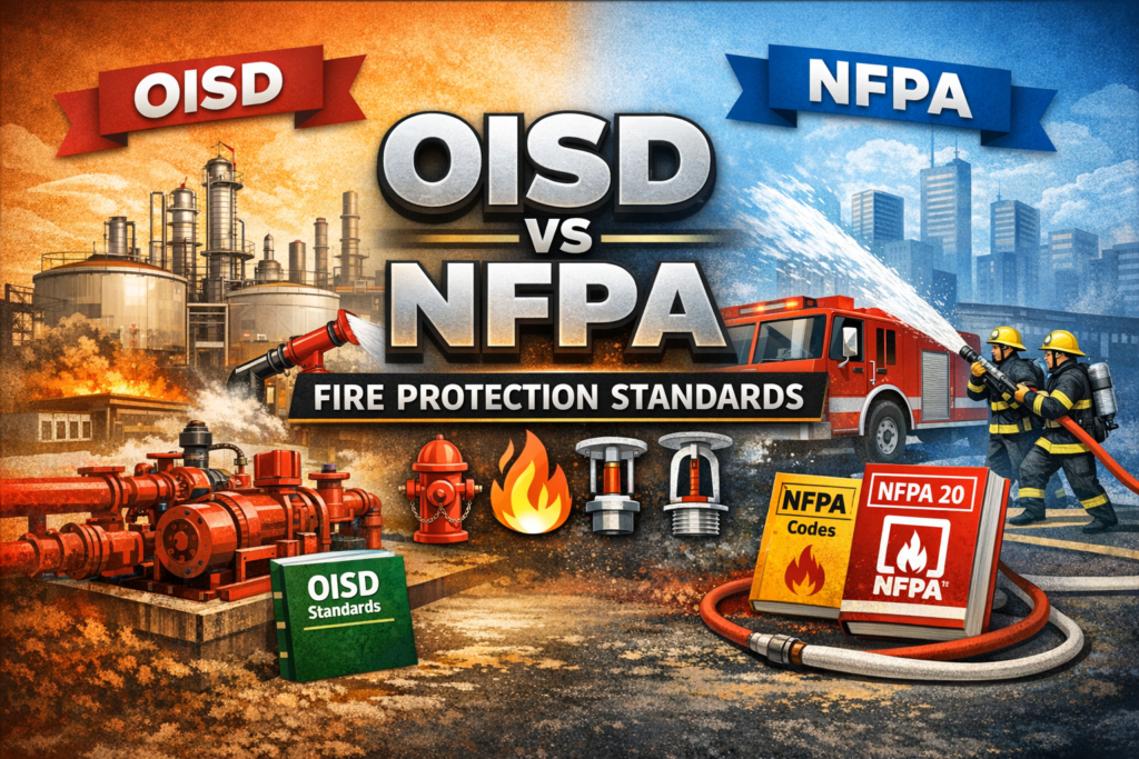 OISD vs NFPA comparison for fire protection and process safety engineering systems